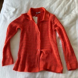 Zara Orange Knit Cardigan Small